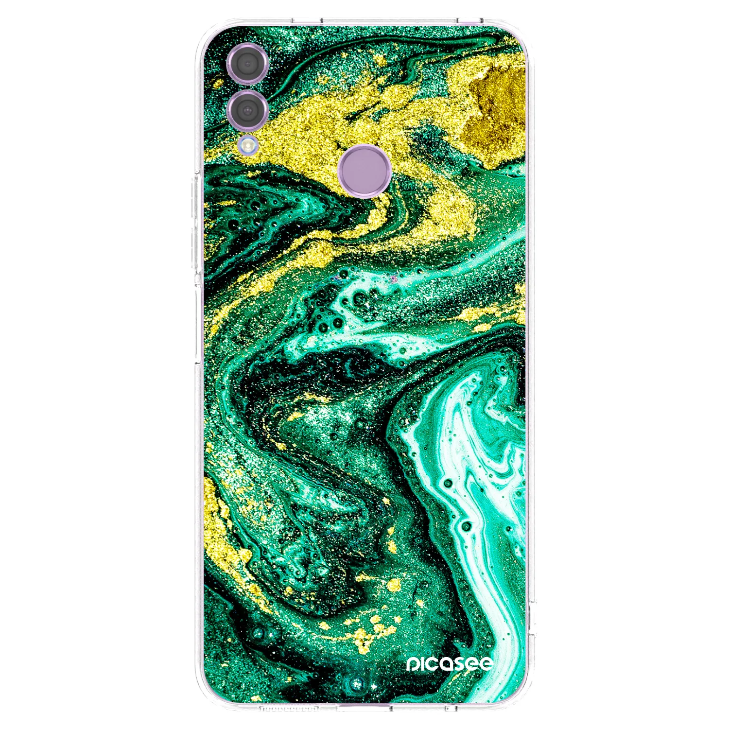 Picasee husă transparentă din silicon pentru Honor 8X - Green Gold