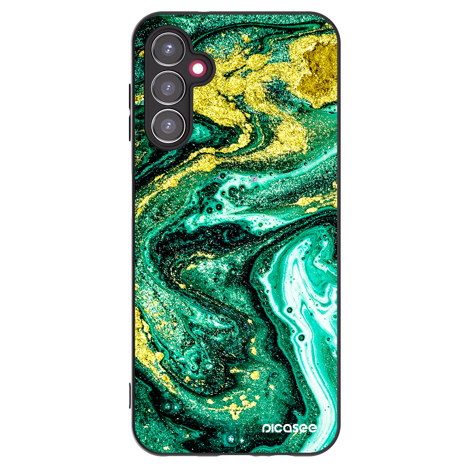 Picasee husă neagră din silicon pentru Samsung Galaxy A14 5G A146P - Green Gold