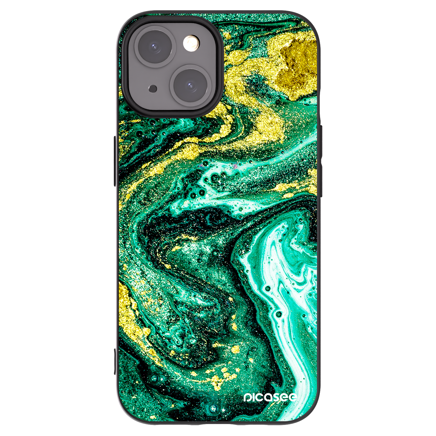 Picasee husă neagră din silicon pentru Apple iPhone 15 - Green Gold