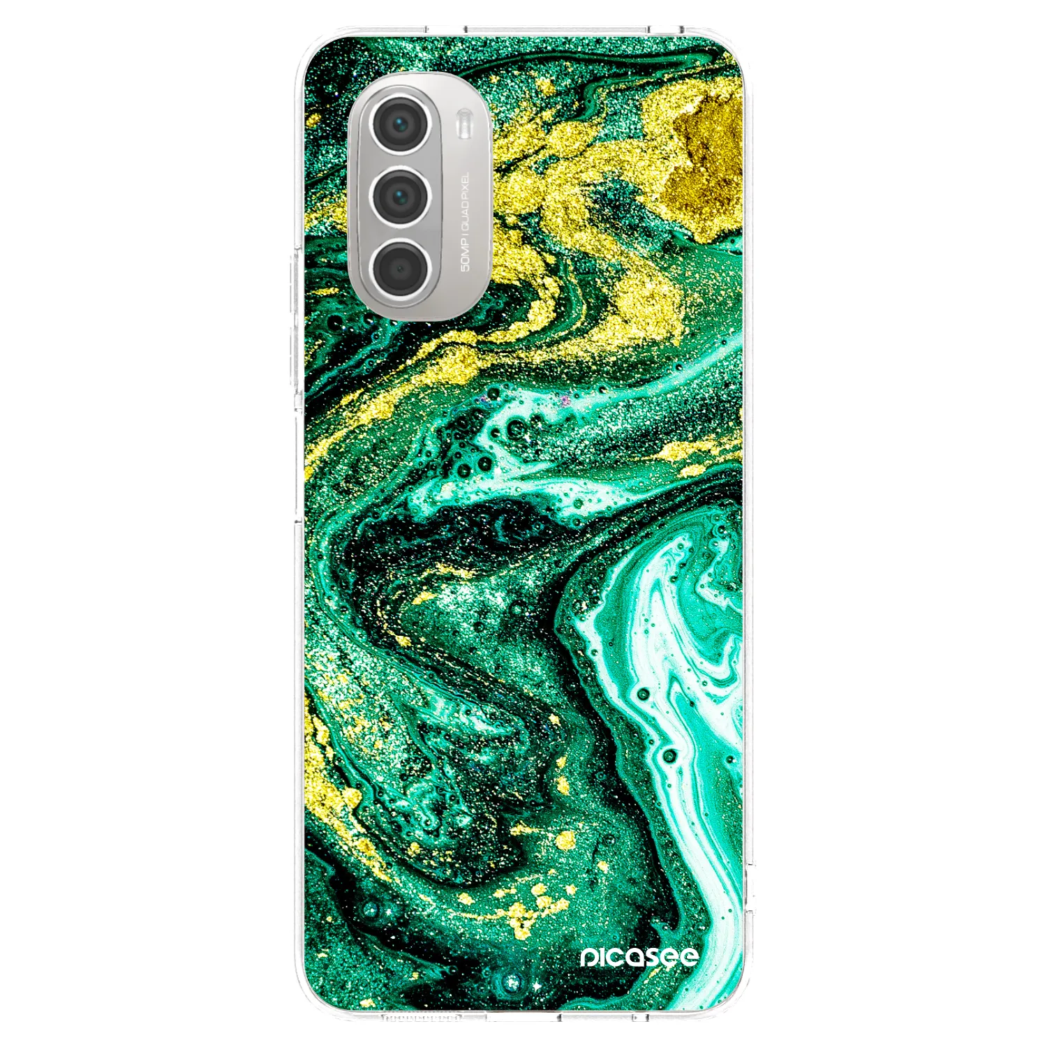 Picasee husă transparentă din silicon pentru Motorola Moto G51 - Green Gold