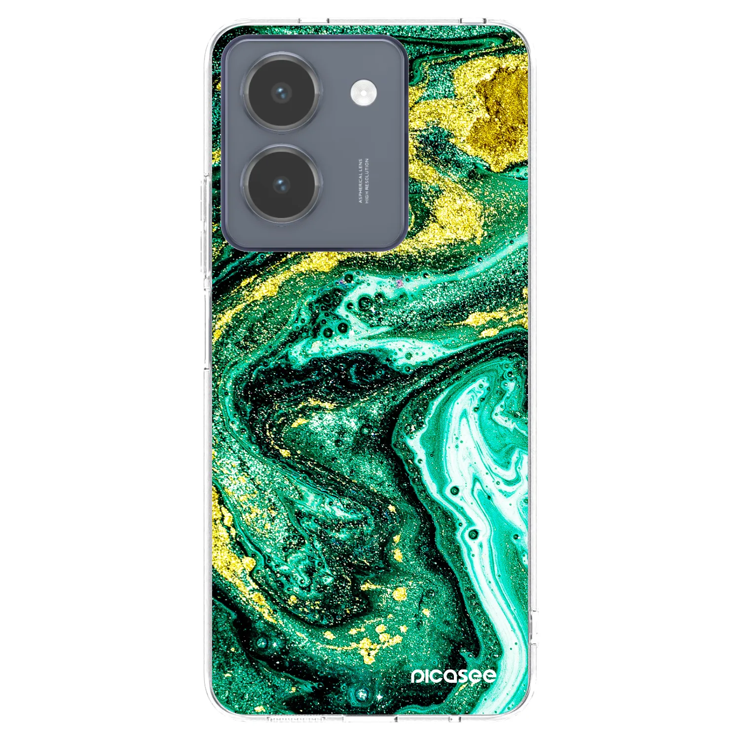 Picasee husă transparentă din silicon pentru Vivo Y36 4G - Green Gold