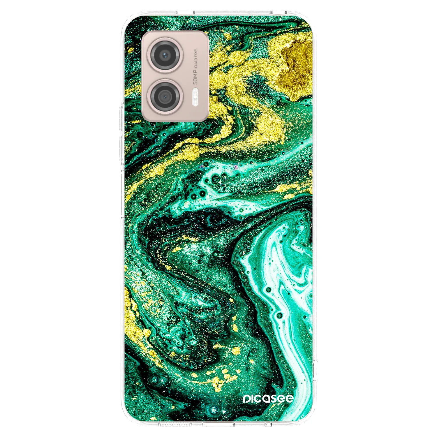 Picasee husă transparentă din silicon pentru Motorola Moto G53 5G - Green Gold