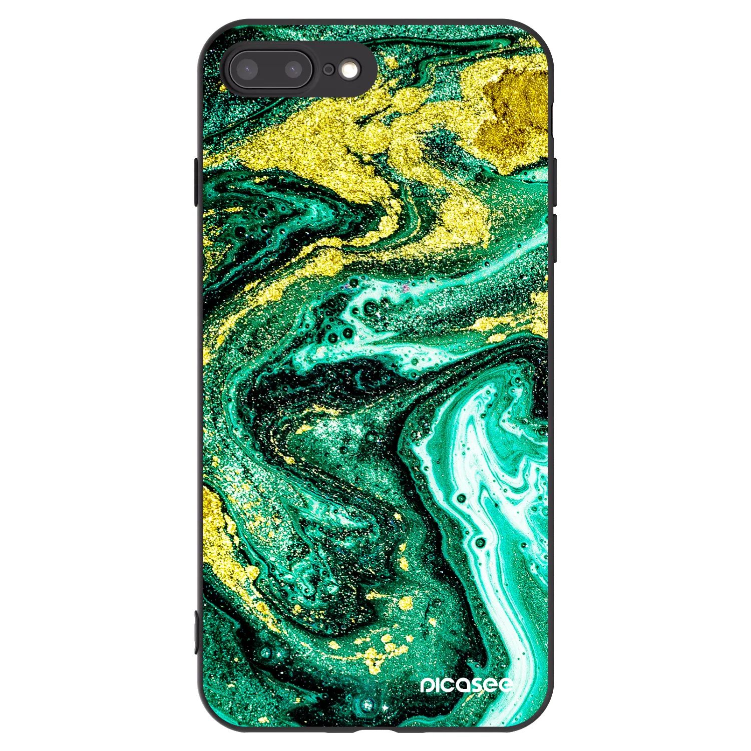 Picasee husă neagră din silicon pentru Apple iPhone 7 Plus - Green Gold