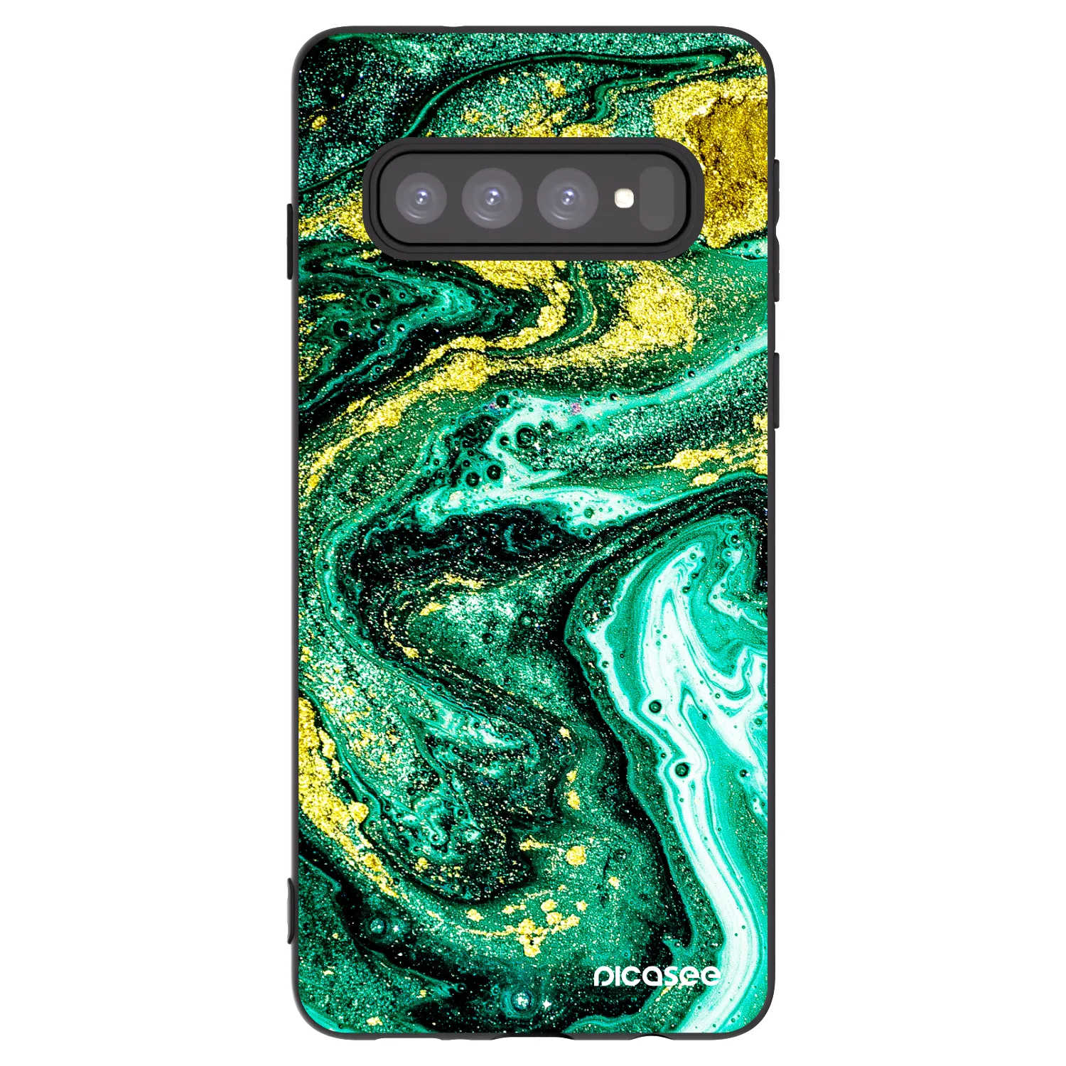 Picasee husă neagră din silicon pentru Samsung Galaxy S10 G973 - Green Gold