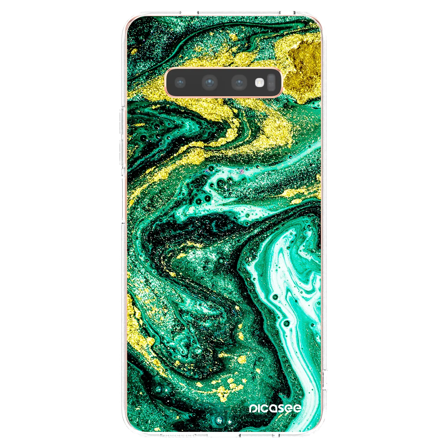 Picasee husă transparentă din silicon pentru Samsung Galaxy S10 Plus G975 - Green Gold