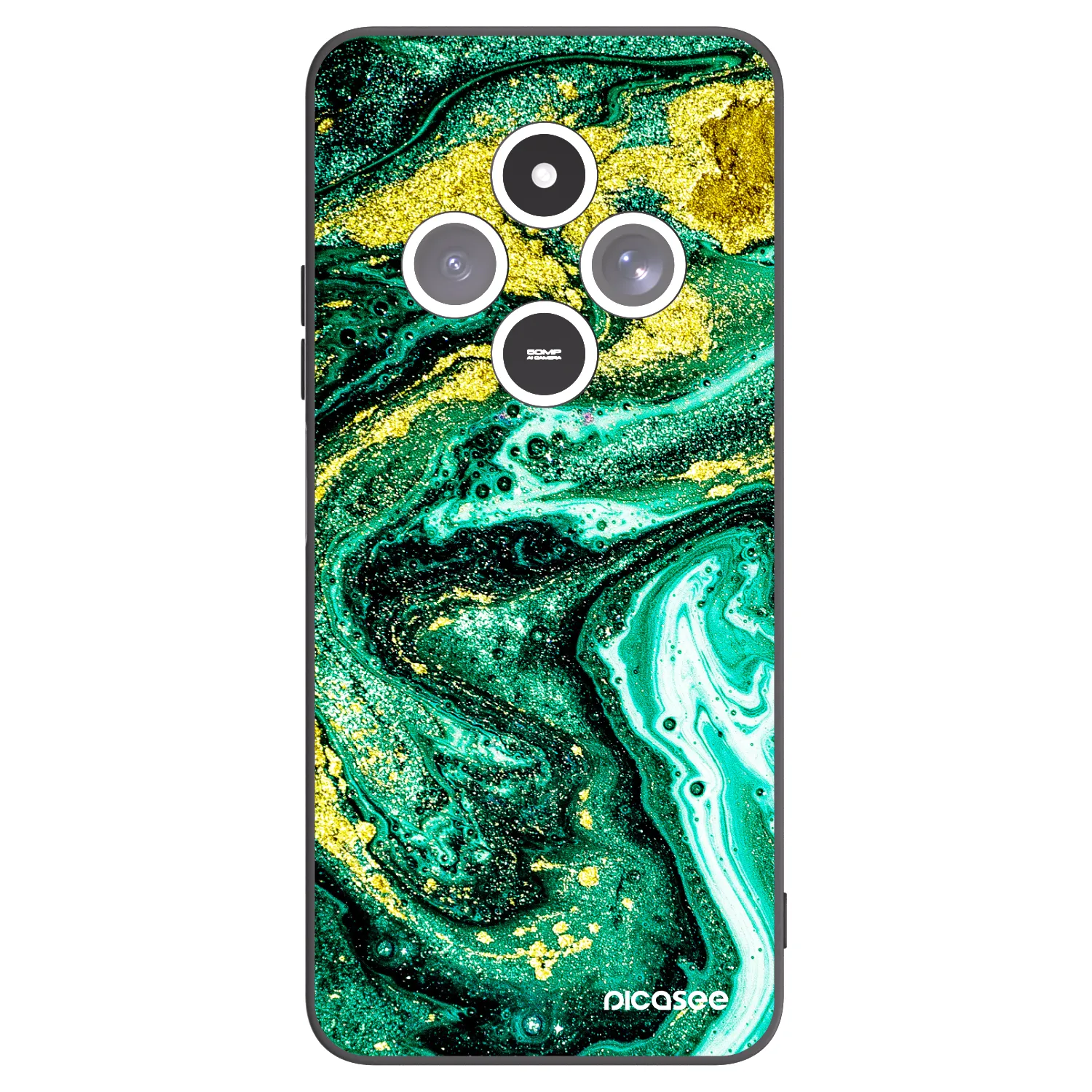 Picasee husă neagră din silicon pentru Xiaomi Redmi 14C - Green Gold