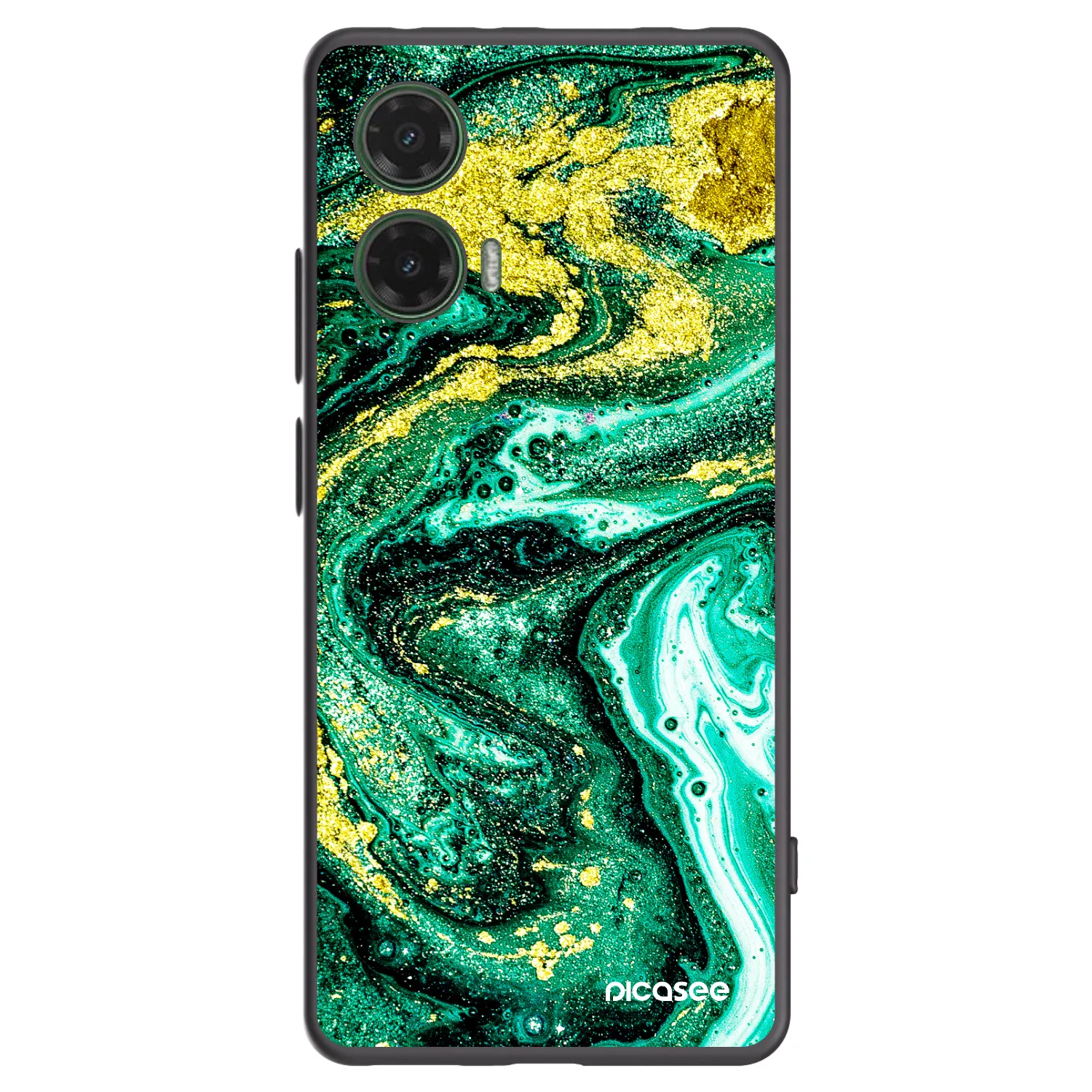 Picasee husă neagră din silicon pentru Motorola Moto G35 5G - Green Gold