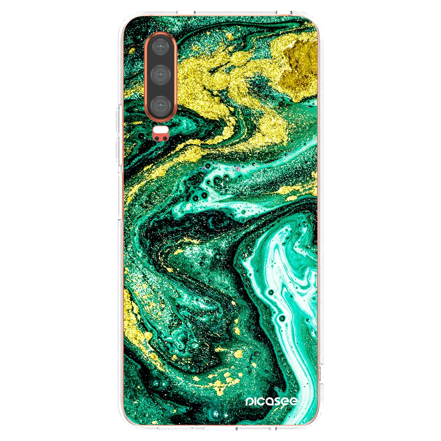 Picasee husă transparentă din silicon pentru Huawei P30 - Green Gold