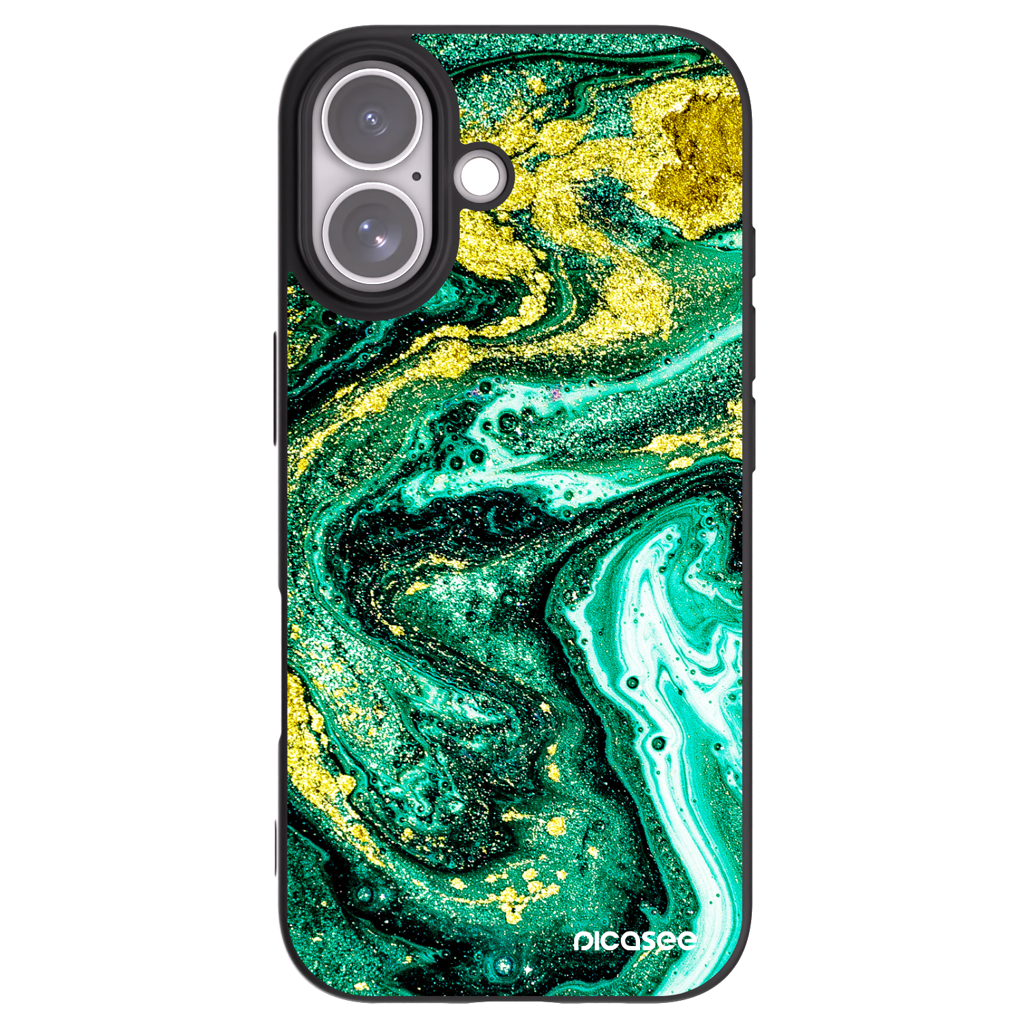 Picasee husă neagră din silicon pentru Apple iPhone 17 - Green Gold