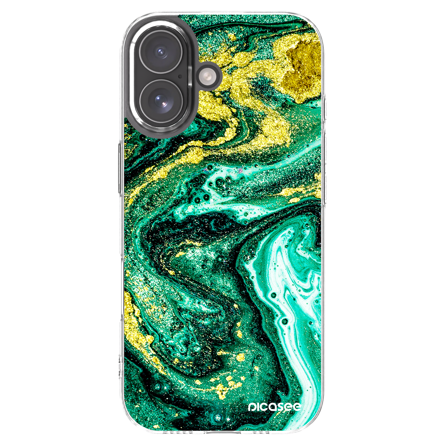 Picasee husă transparentă din silicon pentru Apple iPhone 17 - Green Gold