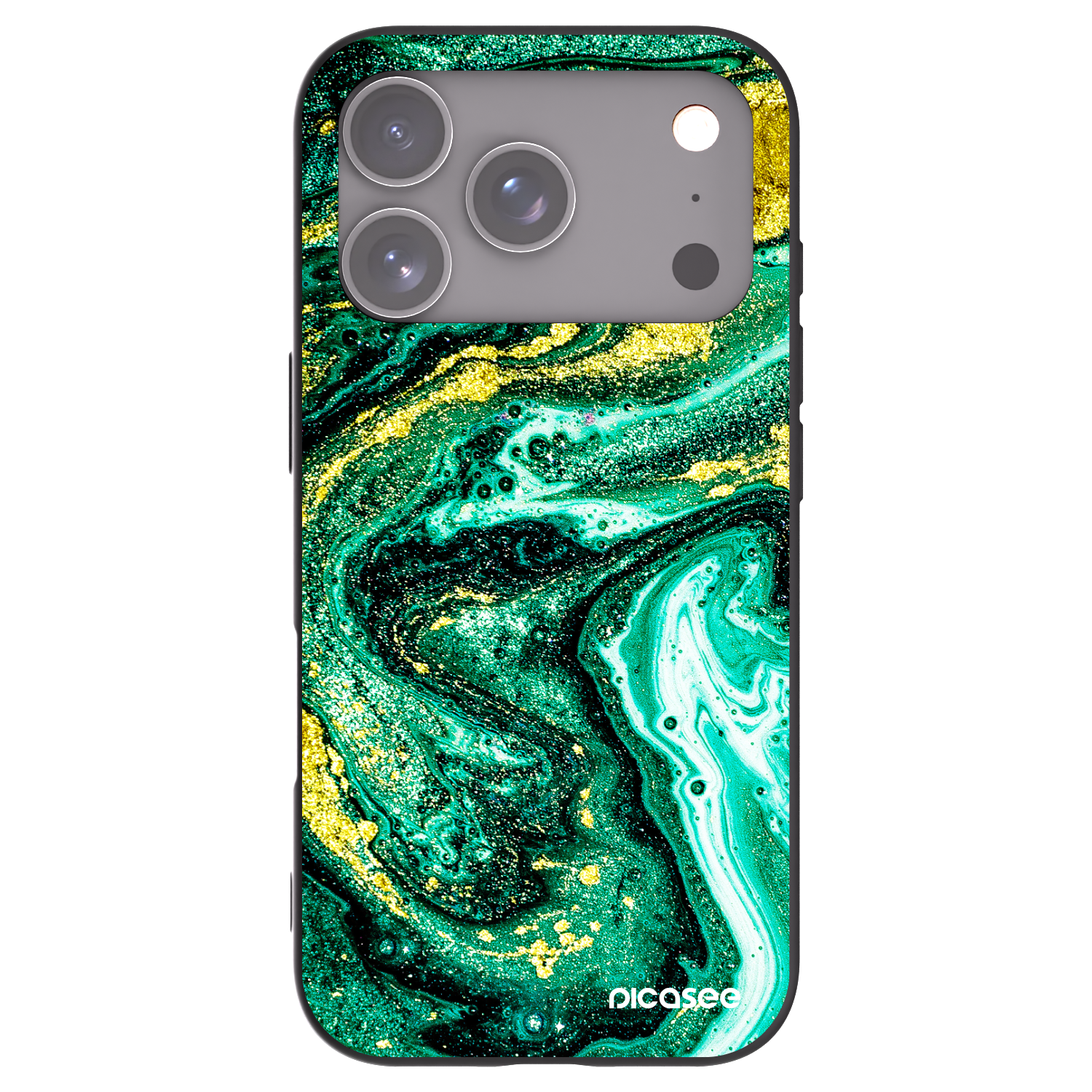 Picasee husă neagră din silicon pentru Apple iPhone 17 Pro - Green Gold