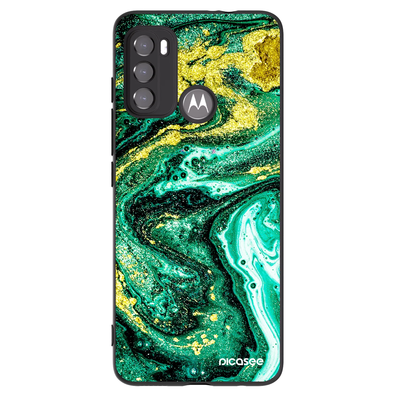 Picasee husă neagră din silicon pentru Motorola Edge 60 5G - Green Gold