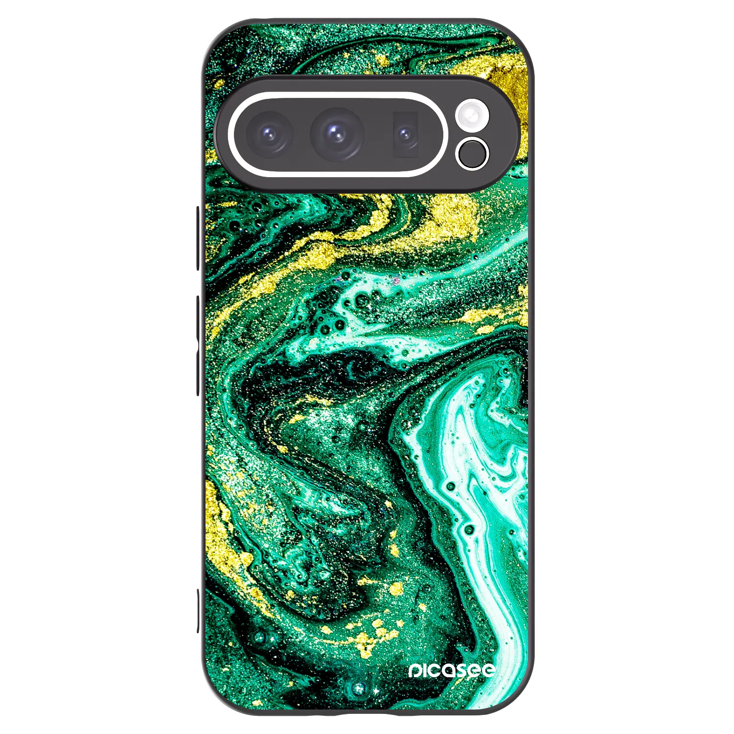 Picasee husă neagră din silicon pentru Google Pixel 9 Pro XL - Green Gold