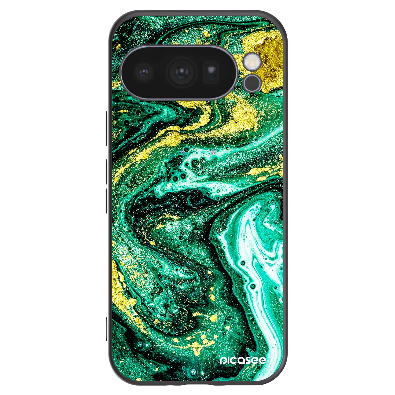 Picasee husă neagră din silicon pentru Google Pixel 10 Pro - Green Gold