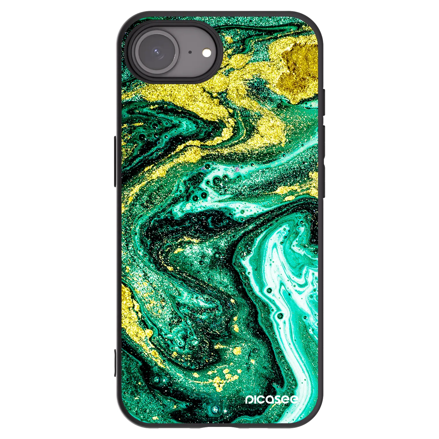 Picasee husă neagră din silicon pentru Apple iPhone 17e - Green Gold