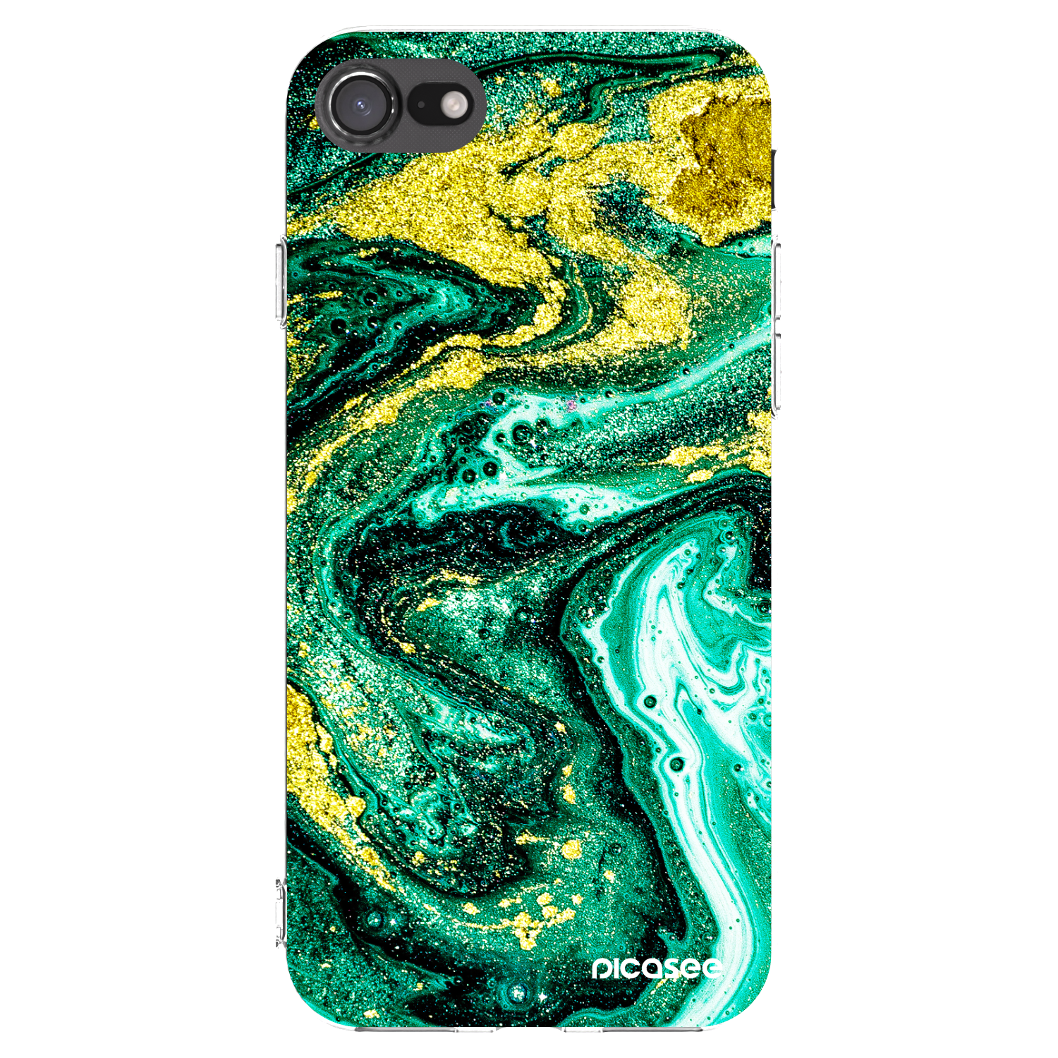 Picasee husă transparentă din silicon pentru Apple iPhone 8 - Green Gold