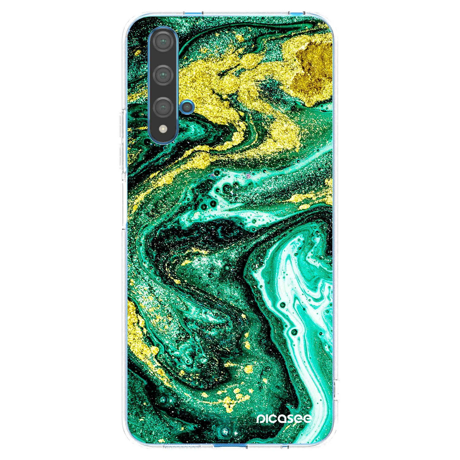 Picasee husă transparentă din silicon pentru Huawei Nova 5T - Green Gold