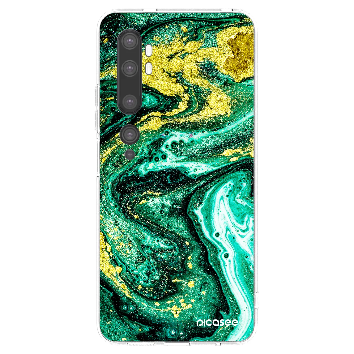 Picasee husă transparentă din silicon pentru Xiaomi Mi Note 10 (Pro) - Green Gold