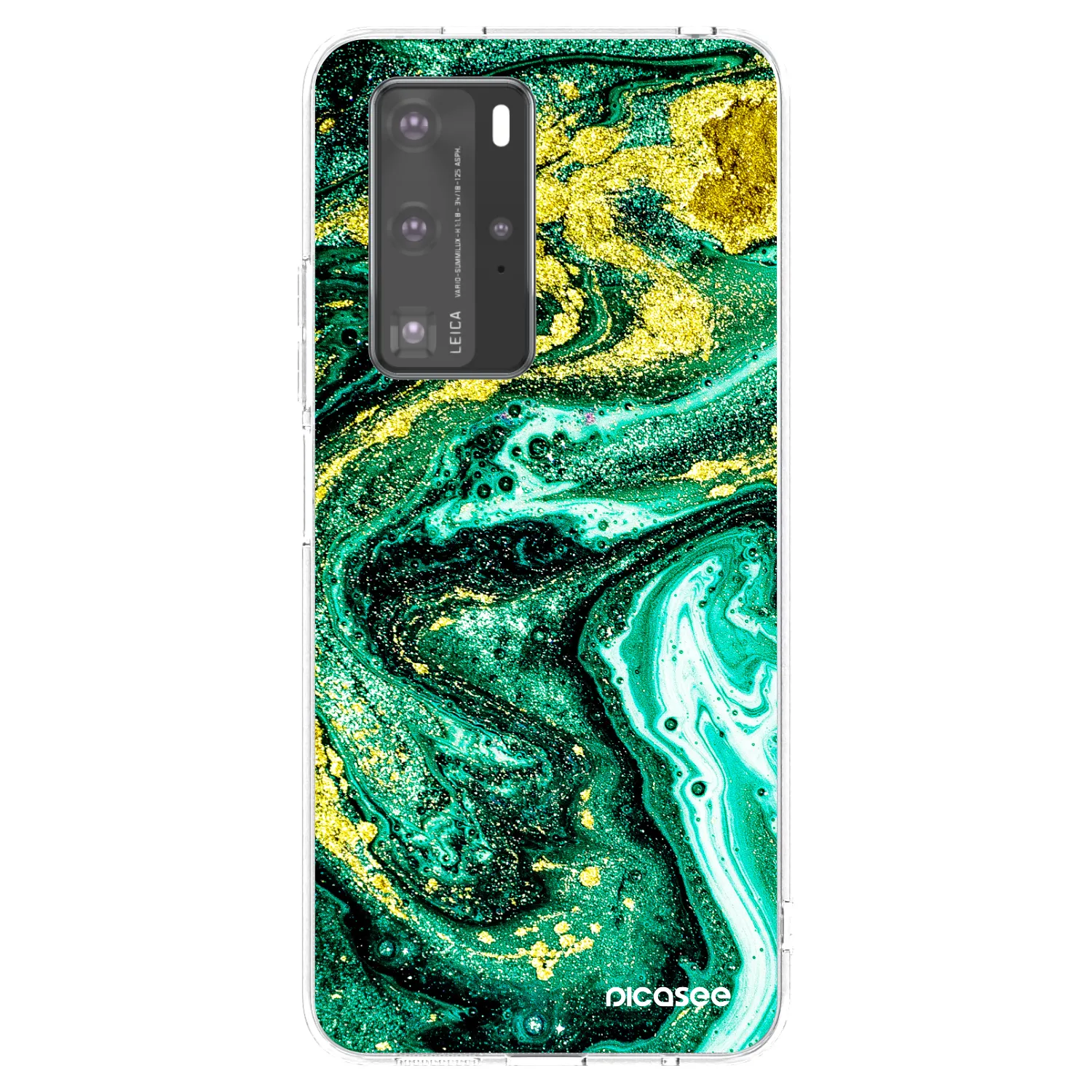 Picasee husă transparentă din silicon pentru Huawei P40 Pro - Green Gold