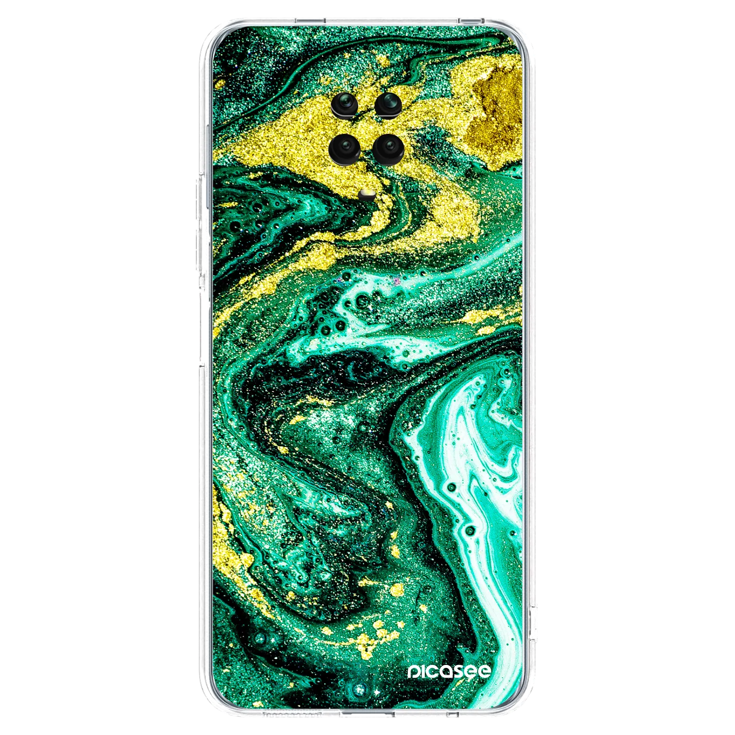 Picasee husă transparentă din silicon pentru Xiaomi Redmi Note 9 Pro - Green Gold