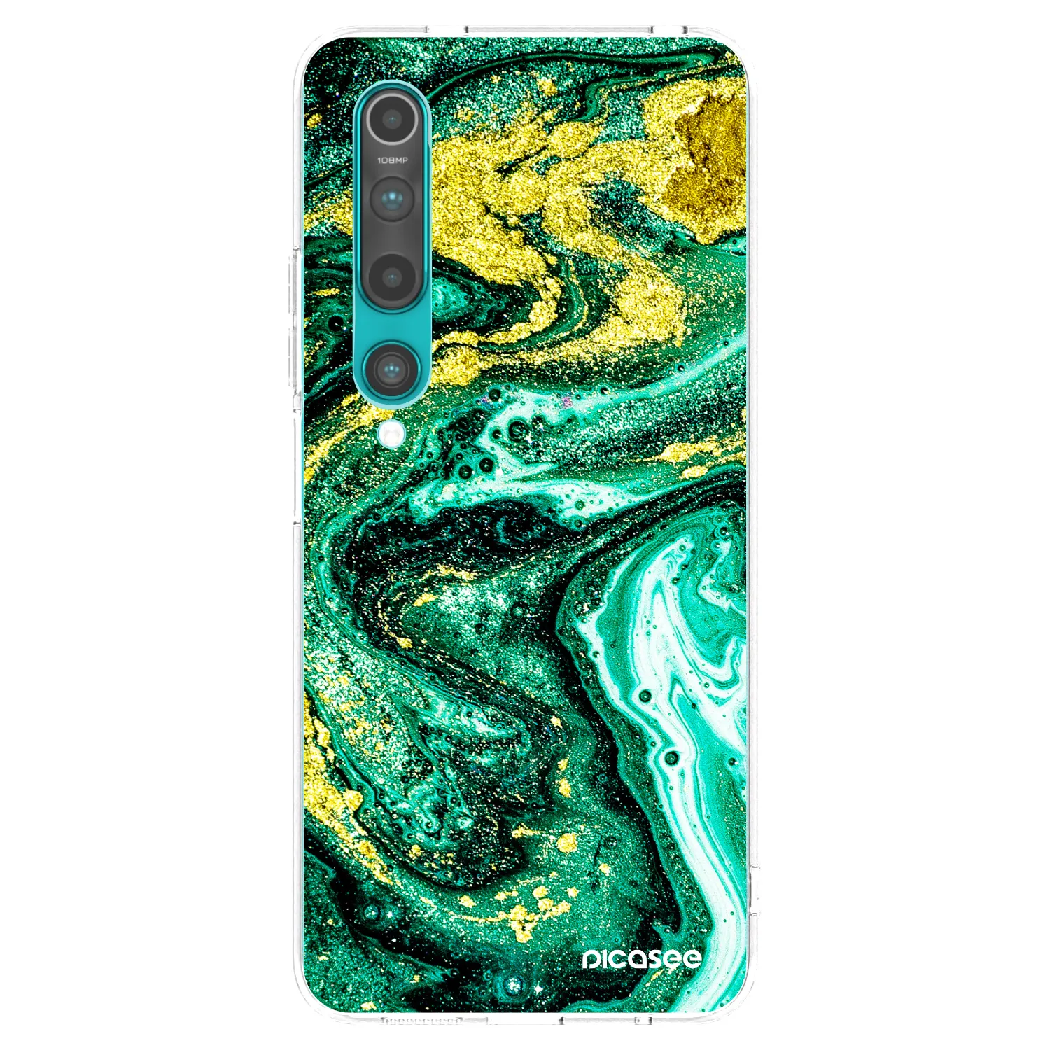 Picasee husă transparentă din silicon pentru Xiaomi Mi 10 - Green Gold