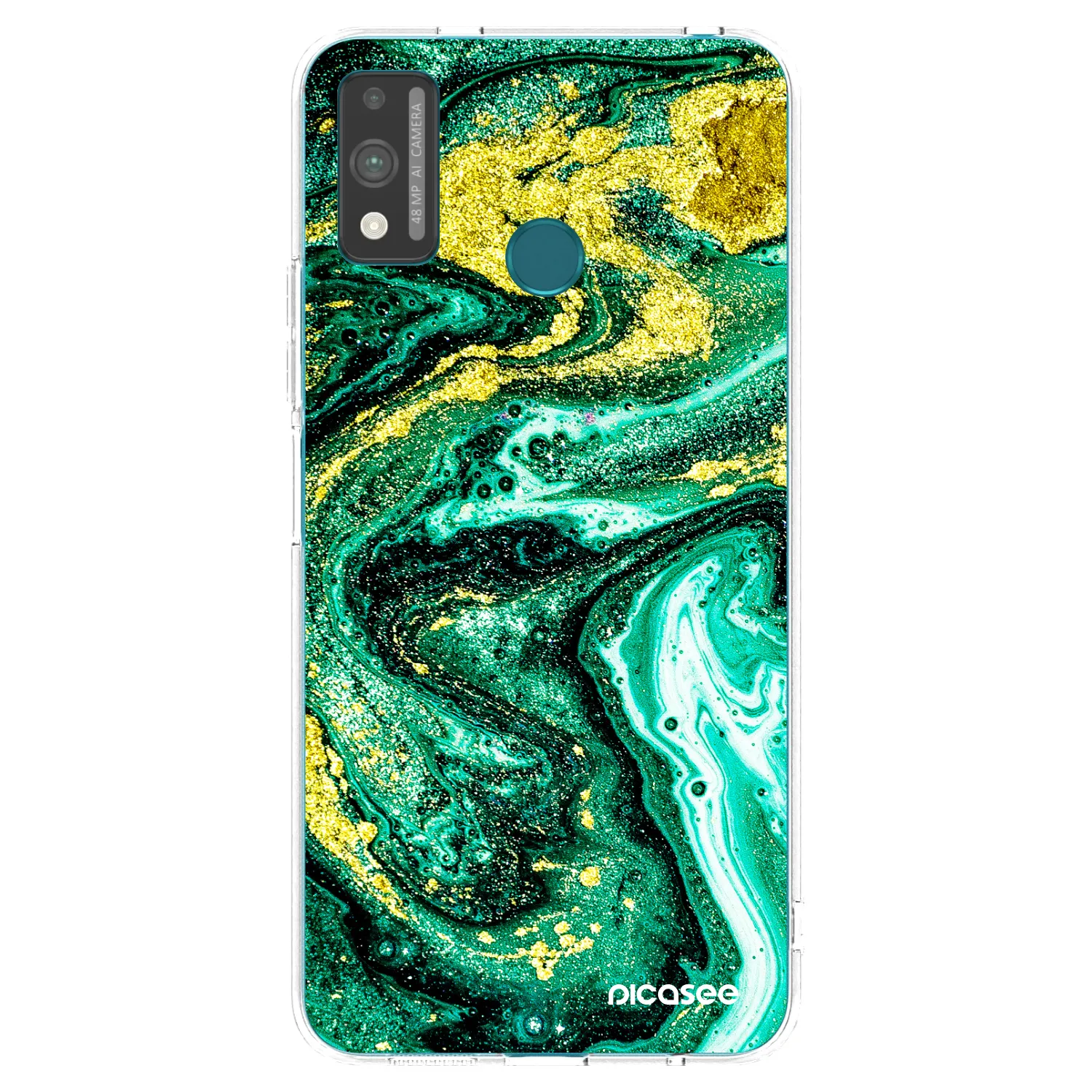 Picasee husă transparentă din silicon pentru Honor 9X Lite - Green Gold