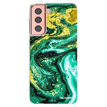 Picasee husă transparentă din silicon pentru Samsung Galaxy S21 5G G991B - Green Gold