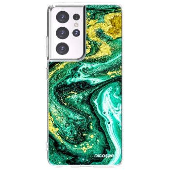 Picasee husă transparentă din silicon pentru Samsung Galaxy S21 Ultra 5G G998B - Green Gold