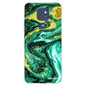Picasee husă transparentă din silicon pentru Motorola Moto G9 Play - Green Gold