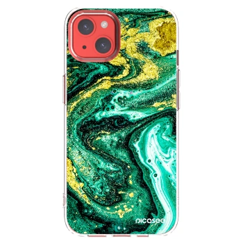 Picasee husă transparentă din silicon pentru Apple iPhone 13 - Green Gold