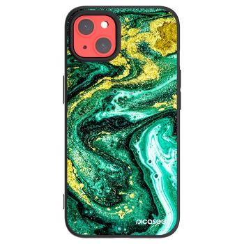 Picasee husă neagră din silicon pentru Apple iPhone 13 - Green Gold