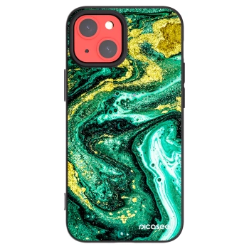 Picasee husă neagră din silicon pentru Apple iPhone 13 mini - Green Gold