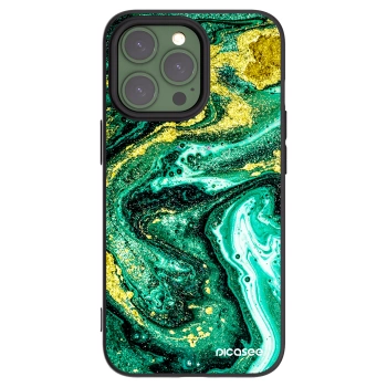 Picasee husă neagră din silicon pentru Apple iPhone 13 Pro - Green Gold