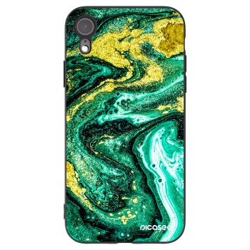 Picasee husă neagră din silicon pentru Apple iPhone XR - Green Gold