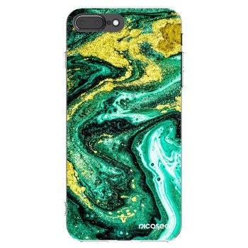 Picasee husă transparentă din silicon pentru Apple iPhone 7 Plus - Green Gold