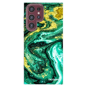 Picasee husă transparentă din silicon pentru Samsung Galaxy S22 Ultra 5G - Green Gold