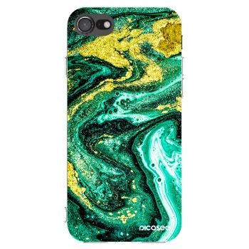 Picasee husă transparentă din silicon pentru Apple iPhone SE 2022 - Green Gold