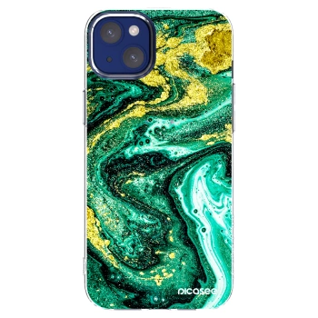 Picasee husă transparentă din silicon pentru Apple iPhone 14 Plus - Green Gold