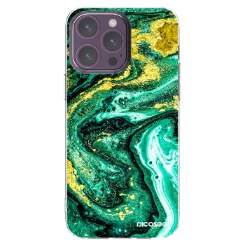 Picasee husă transparentă din silicon pentru Apple iPhone 14 Pro Max - Green Gold