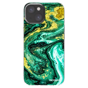 Picasee husă transparentă din silicon pentru Apple iPhone 15 - Green Gold