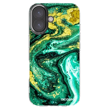 Picasee husă transparentă din silicon pentru Apple iPhone 16 - Green Gold