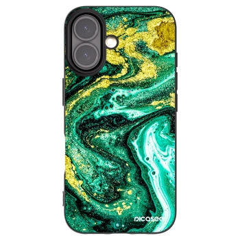 Picasee husă neagră din silicon pentru Apple iPhone 16 - Green Gold