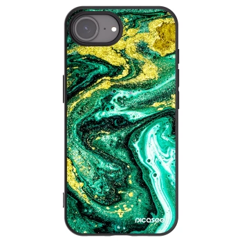 Picasee husă neagră din silicon pentru Apple iPhone 16e - Green Gold