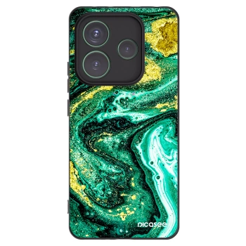 Picasee husă neagră din silicon pentru Xiaomi Redmi Note 14 5G - Green Gold