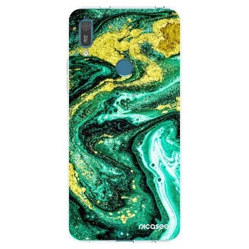 Picasee husă transparentă din silicon pentru Huawei Y7 2019 - Green Gold