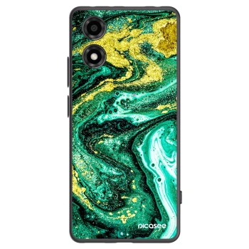 Picasee husă neagră din silicon pentru Motorola Moto E14 - Green Gold
