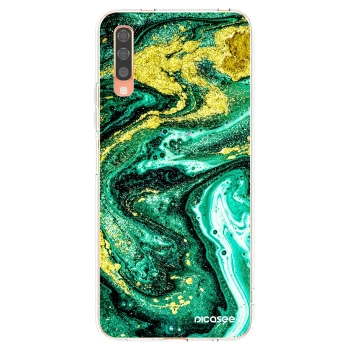 Picasee husă transparentă din silicon pentru Samsung Galaxy A70 A705F - Green Gold