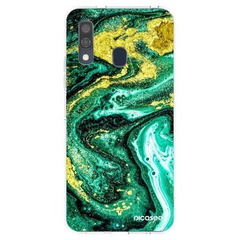 Picasee husă transparentă din silicon pentru Samsung Galaxy A40 A405F - Green Gold