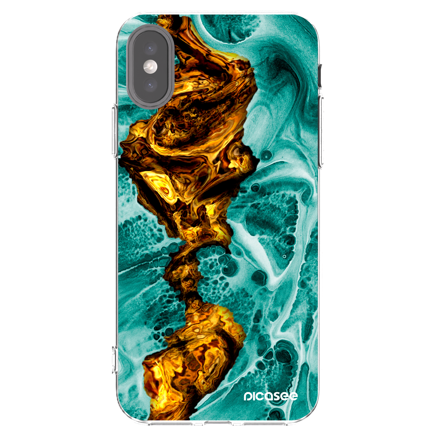 Picasee husă transparentă din silicon pentru Apple iPhone X/XS - Goldsky
