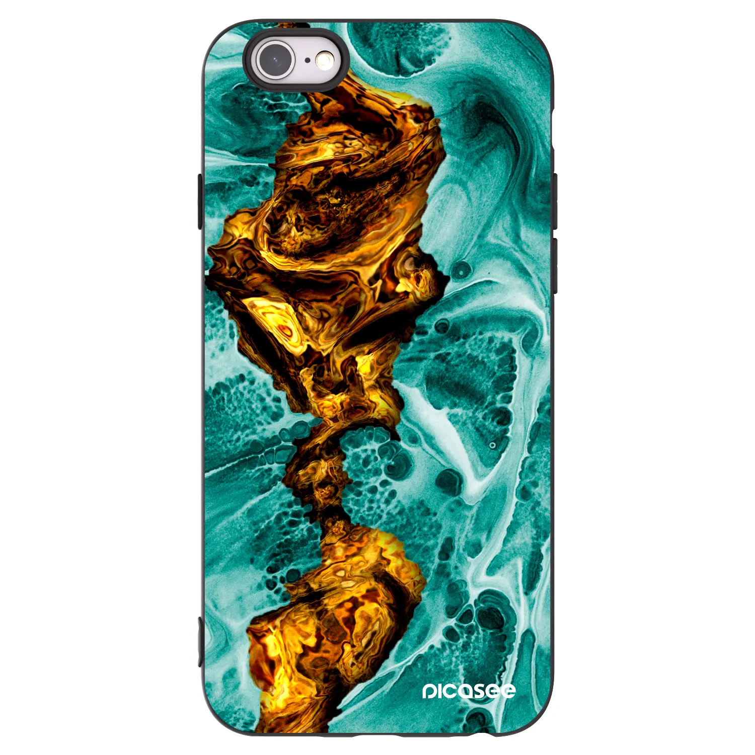 Picasee husă neagră din silicon pentru Apple iPhone 6/6S - Goldsky